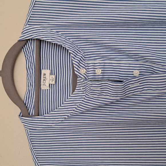 J. Crew Factory Stripe Stretch Cotton Poplin Tiered Dress size L - Picture 2 of 12